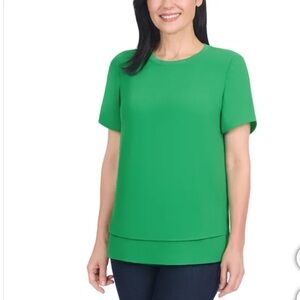 NWT Hilary Radley Women's Green Small Short Sleeve Blouse